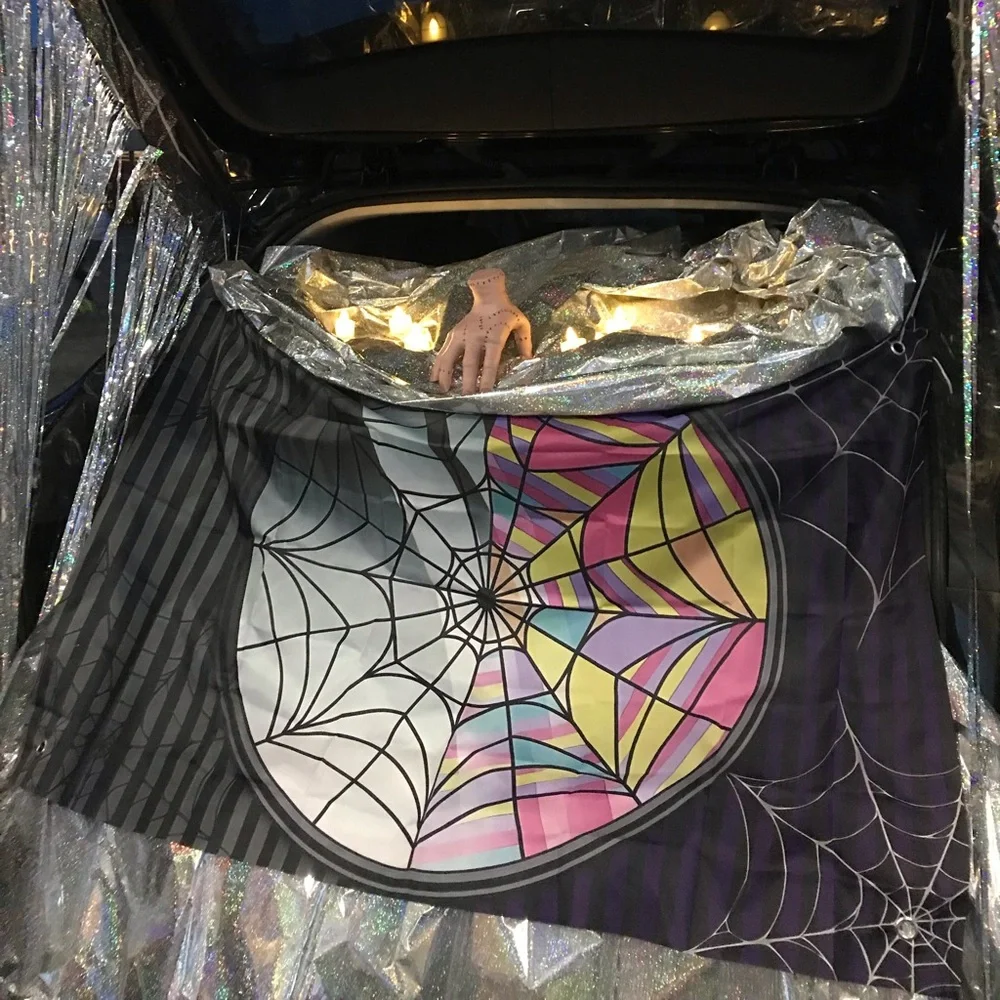 Wednesday Addams Flag/Backdrop and “Thing” Set (VERY gently used) - Picture 3 of 9